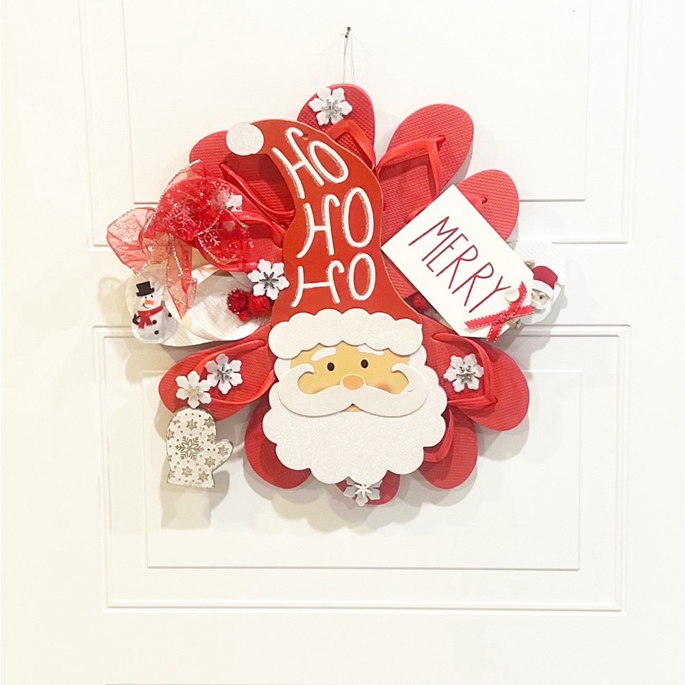 Santa Clause Wreath, Christmas Wreath, HoHoHo Decor, Front Door Wreath